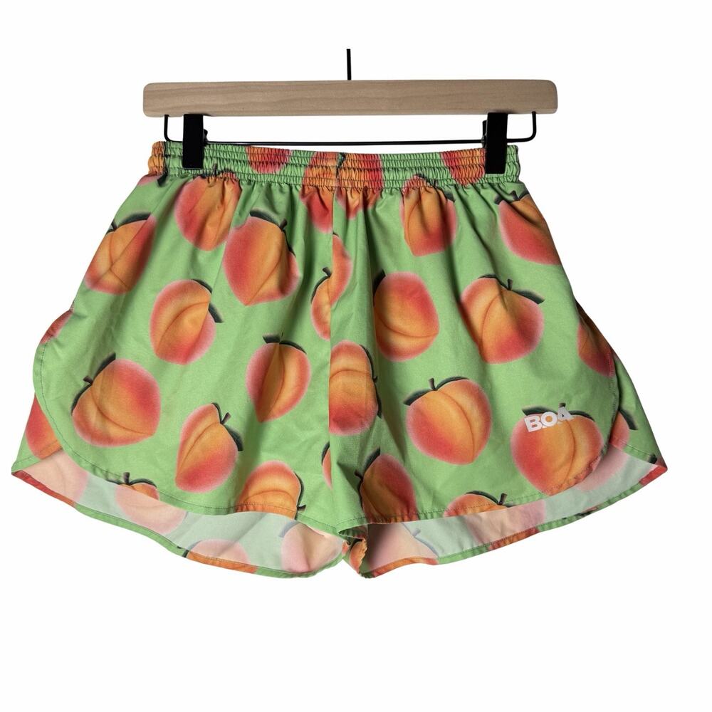 BOA Running Elite Split Shorts Peach Print Lined Waist Pocket Women's Size M